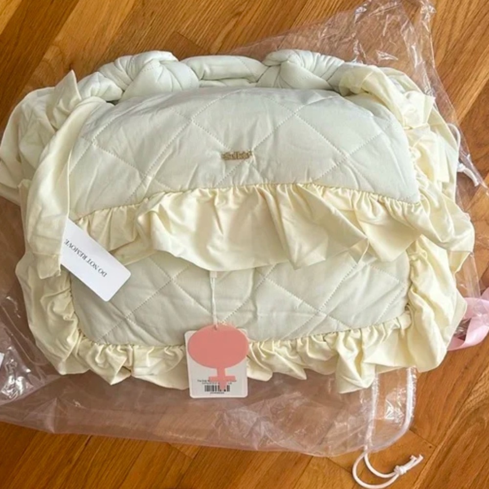 Selkie Cream Quilted Clutch with Ruffle Detail - Picture 2 of 5